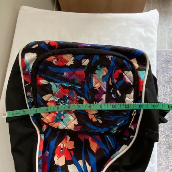 Adrienne Vittadini Black Backpack with Floral Design and Stylish Pattern - Picture 7 of 8